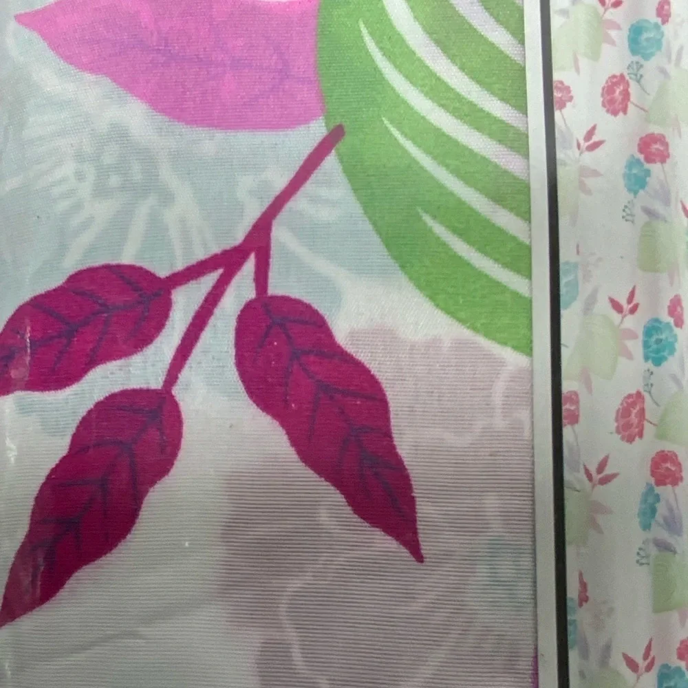 Shower Curtain Fabric Colorful Modern Farmhouse Floral Pink Blue Green 70 X 72